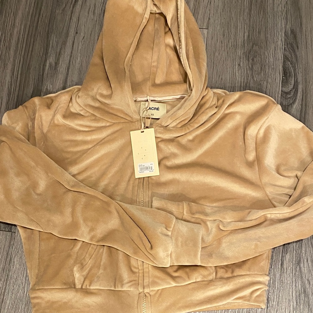 SACRÉ Women's Beige Hooded Jacket